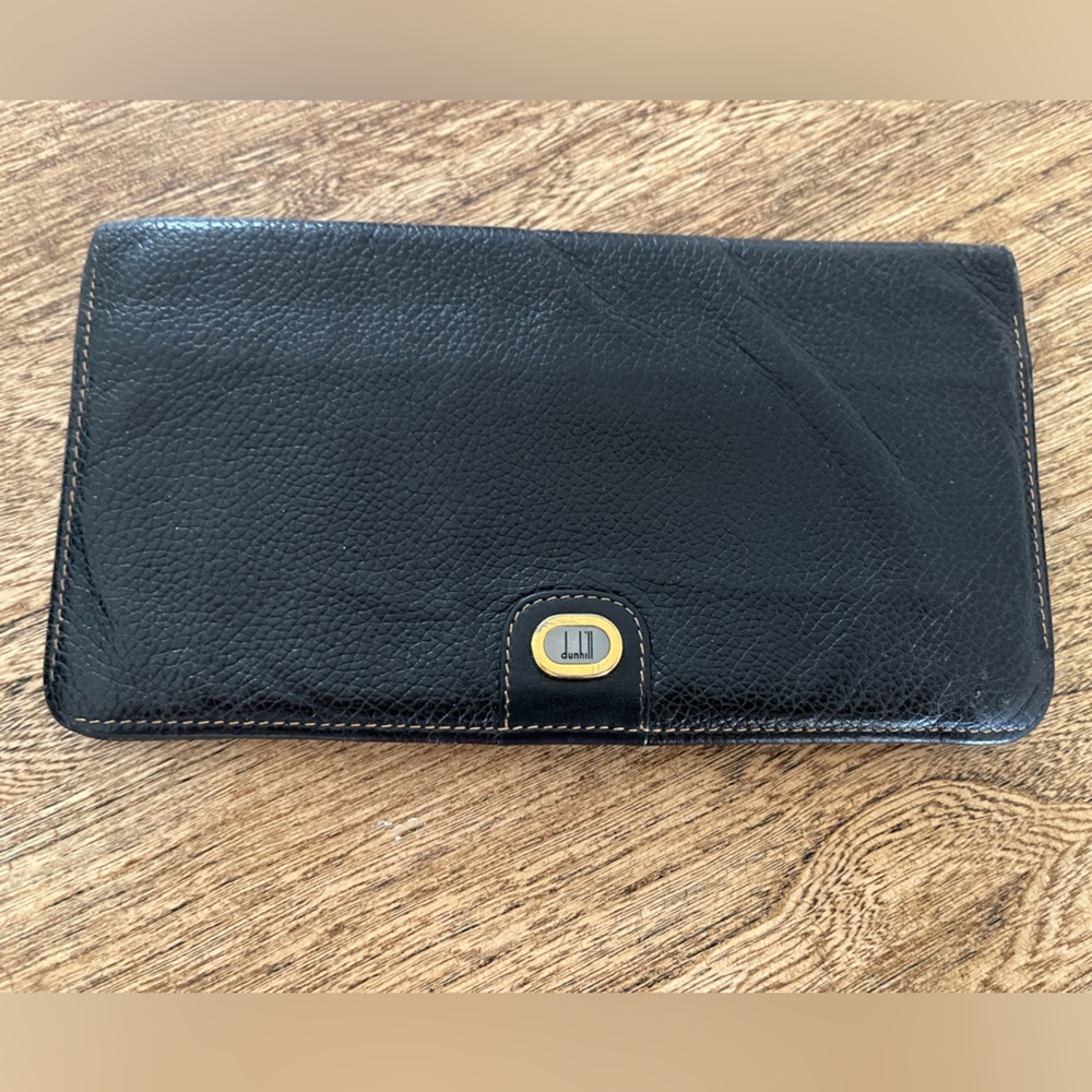 Dunhill Black Leather Wallet Slim Bifold Card Holder Designer Unisex